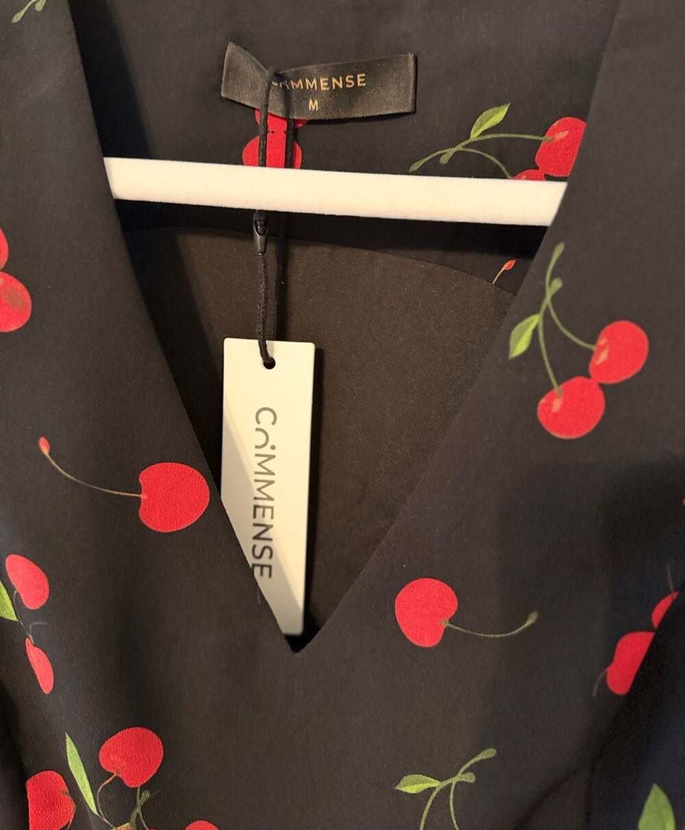 Commense Cherry Print Sleeveless V-Neck Mini Dress - Picture 8 of 8